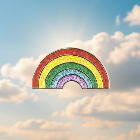 Pin's émaillé arc-en-ciel à paillettes