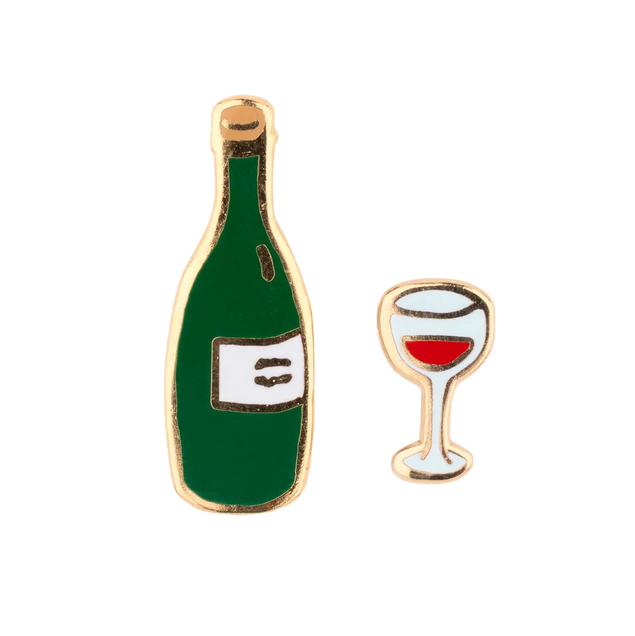 Pin's émaillé Bouteille et verre de vin