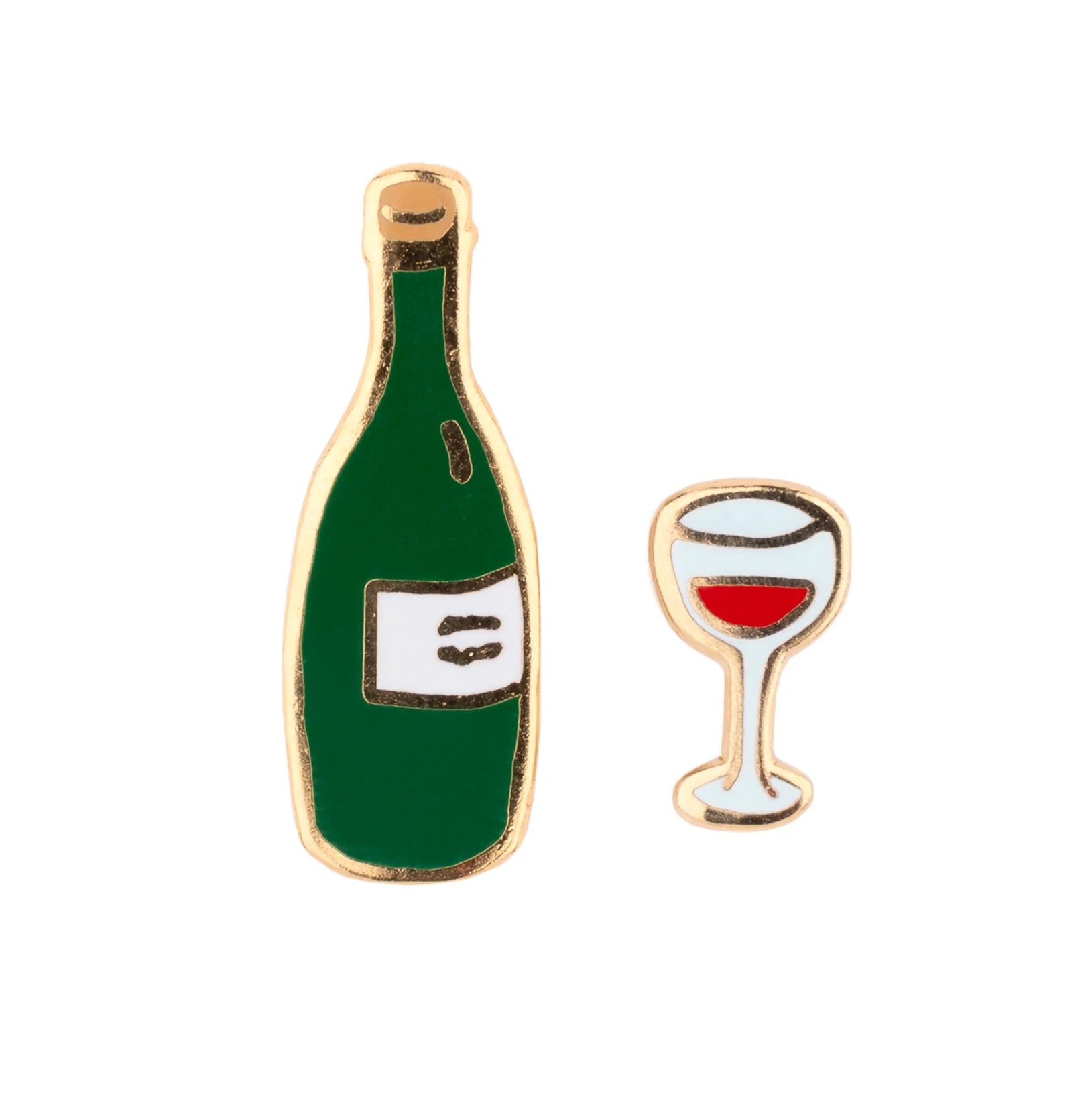 Pin's émaillé Bouteille et verre de vin