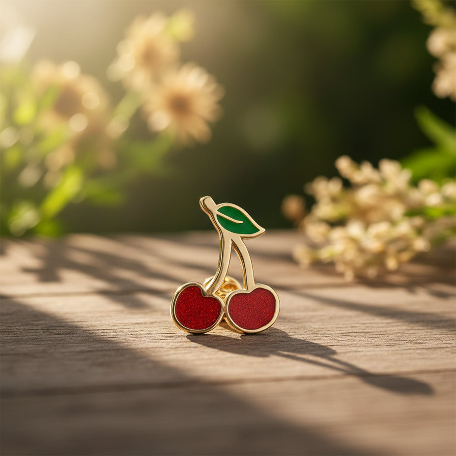 Pin's émaillé Cerises à paillettes
