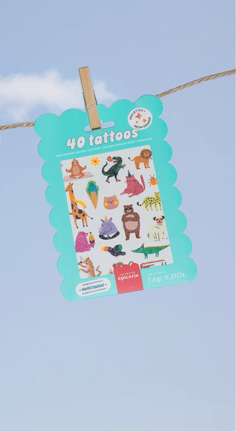 Tatouages enfants - Animaux Fluo et Paillettés