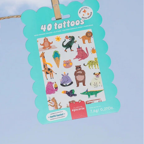 Tatouages enfants - Animaux Fluo et Paillettés