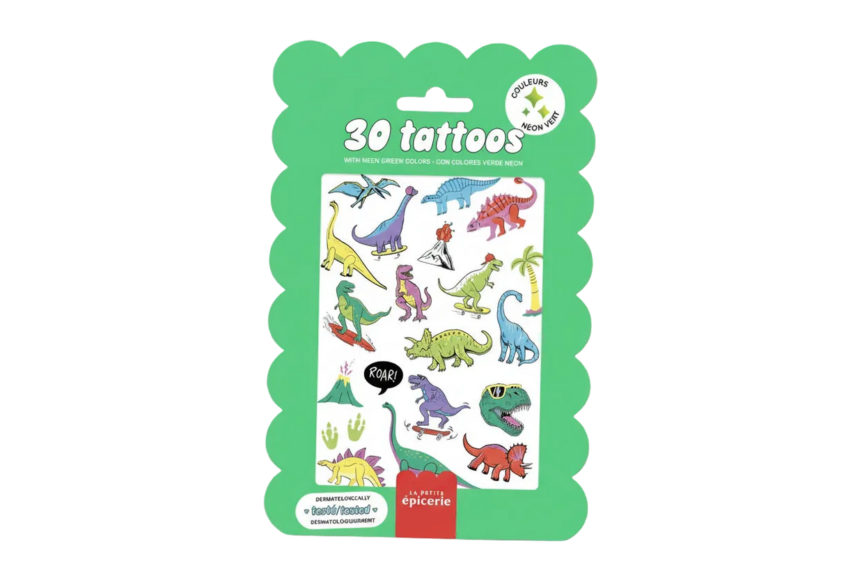 Tatouages enfants - Dinosaures fluo