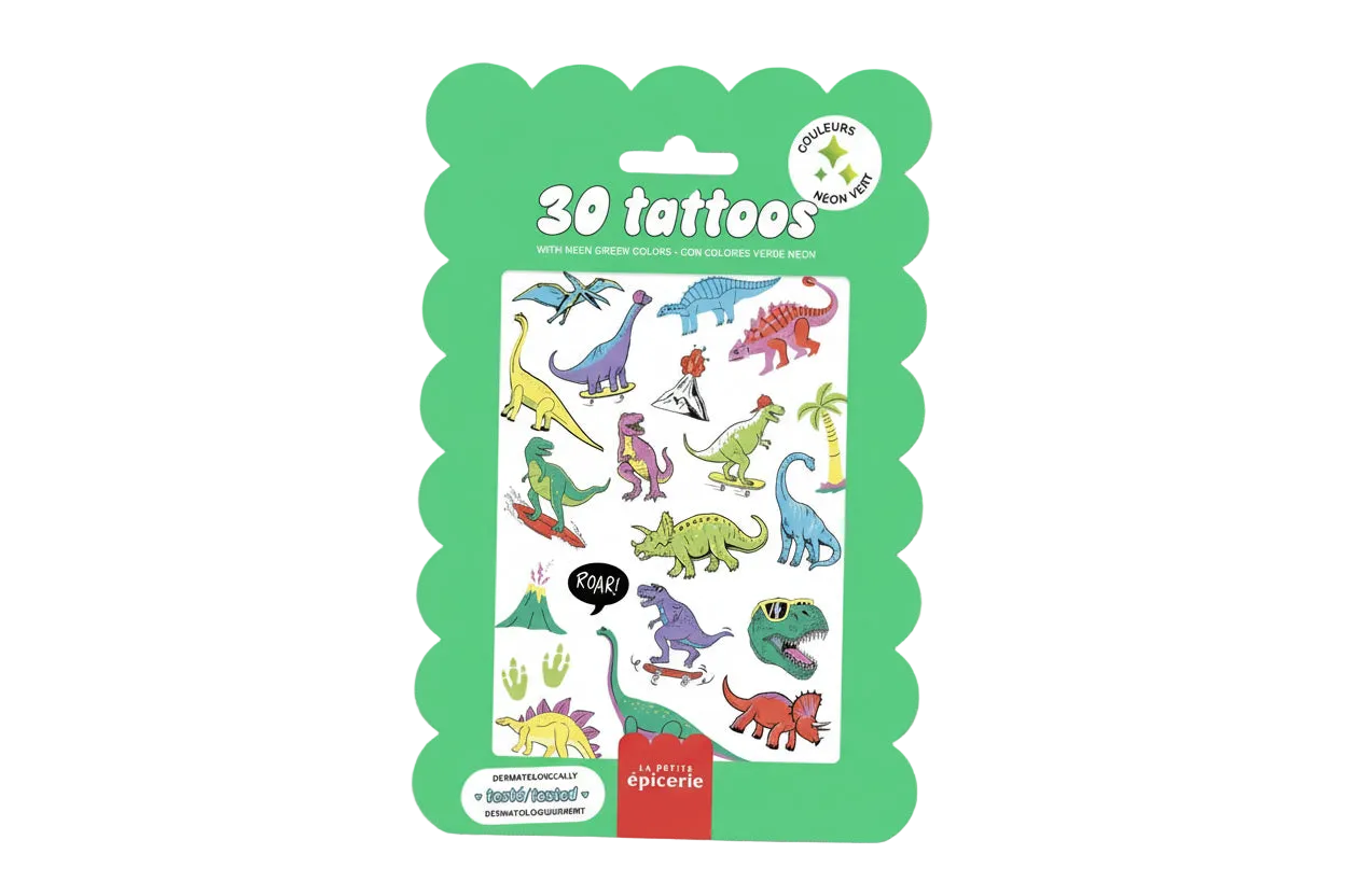 Tatouages enfants - Dinosaures fluo