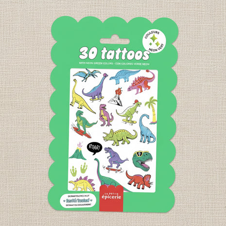 Tatouages enfants - Dinosaures fluo